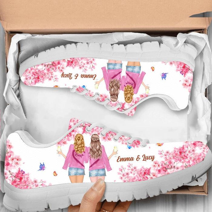 Custom Personalized Best Friends Sneakers - Gift Idea For Best Friends - Miles Apart Besties At Heart