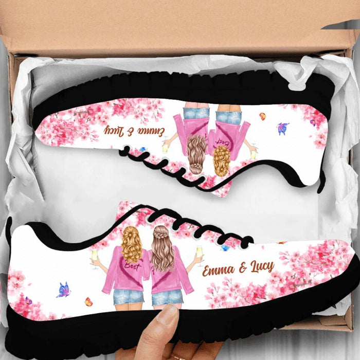 Custom Personalized Best Friends Sneakers - Gift Idea For Best Friends - Miles Apart Besties At Heart