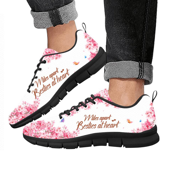 Custom Personalized Best Friends Sneakers - Gift Idea For Best Friends - Miles Apart Besties At Heart
