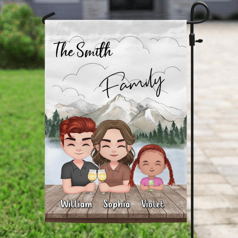 Personalized Family Flag Sign - Up to 4 Adults And 2 Kids - Gift Idea for Father's Day/Mother's Day/Family