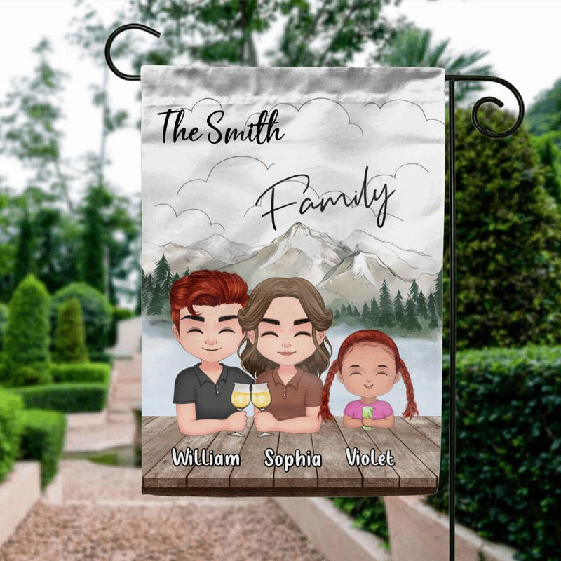 Personalized Family Flag Sign - Up to 4 Adults And 2 Kids - Gift Idea for Father's Day/Mother's Day/Family