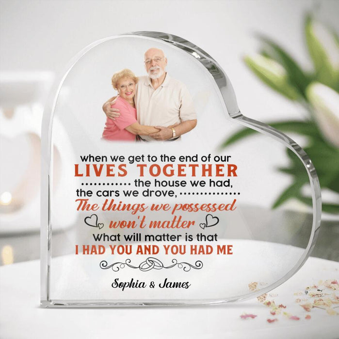 Custom Photo Parents Crystal Heart - Gift Idea For Parents - I Married You Because I Can Not Live Without You