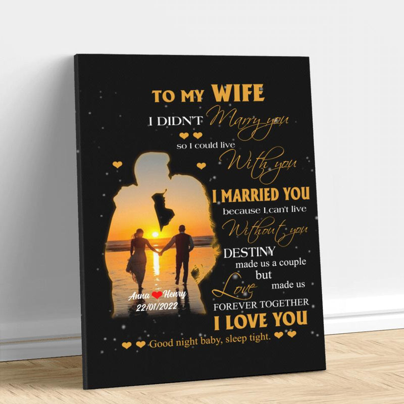 Custom Personalized To My Wife Canvas - Gift Idea For Wife From Husband - Destiny Made Us A Couple But Love Made Us Forever Together