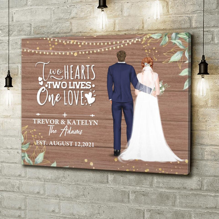 Custom Personalized Couple Wedding Horizontal Canvas - Gift Idea For Couple/Wedding/Wedding Anniversary - Two Hearts, Two Lives, One Love