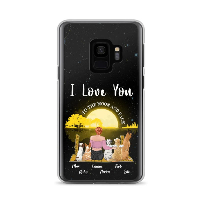 Custom Personalized Girl & Pet Moon Light iPhone & Samsung Case - Gift Idea For Pet Lover with up 5 Pets - I Love You To The Moon and Back