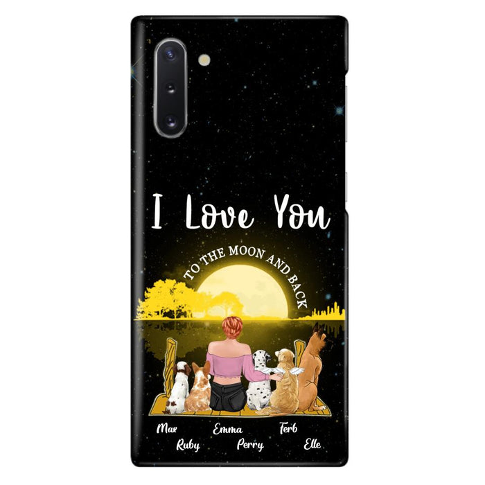 Custom Personalized Girl & Pet Moon Light iPhone & Samsung Case - Gift Idea For Pet Lover with up 5 Pets - I Love You To The Moon and Back