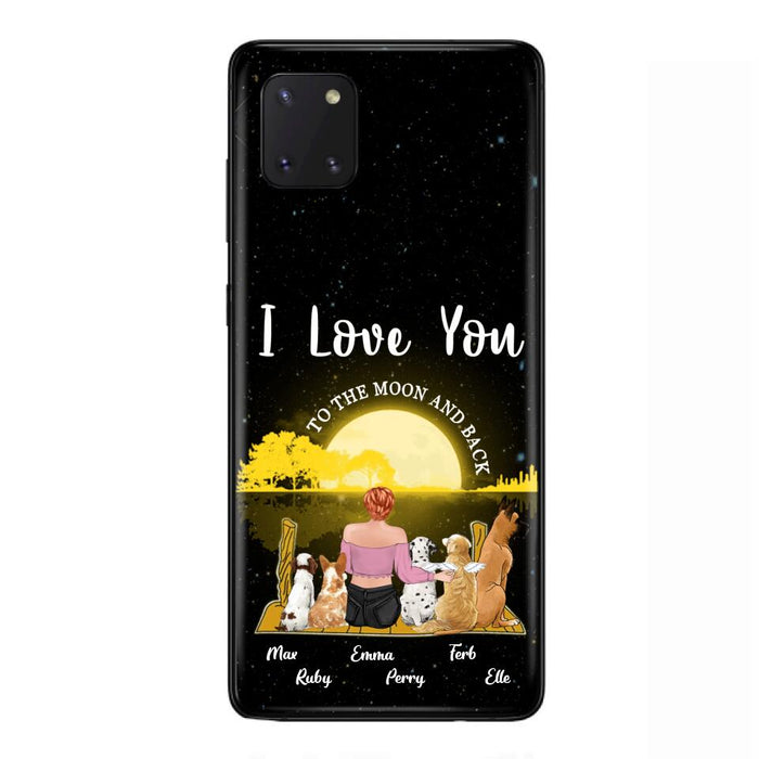 Custom Personalized Girl & Pet Moon Light iPhone & Samsung Case - Gift Idea For Pet Lover with up 5 Pets - I Love You To The Moon and Back