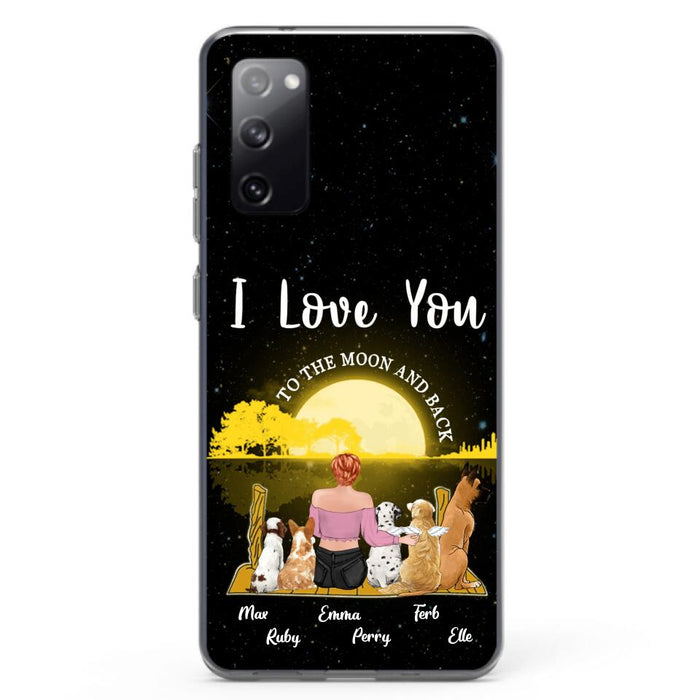 Custom Personalized Girl & Pet Moon Light iPhone & Samsung Case - Gift Idea For Pet Lover with up 5 Pets - I Love You To The Moon and Back