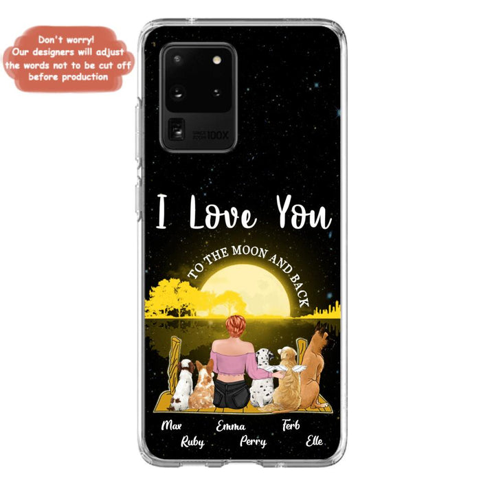 Custom Personalized Girl & Pet Moon Light iPhone & Samsung Case - Gift Idea For Pet Lover with up 5 Pets - I Love You To The Moon and Back