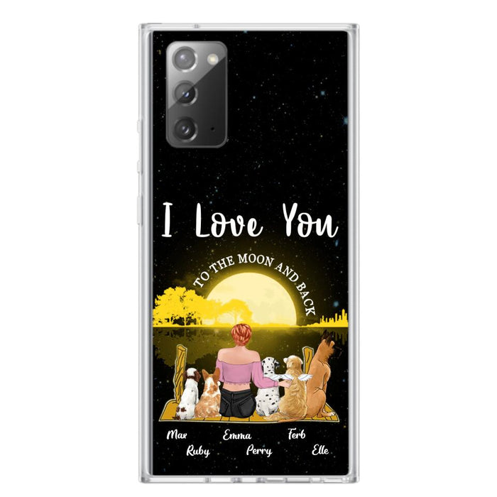 Custom Personalized Girl & Pet Moon Light iPhone & Samsung Case - Gift Idea For Pet Lover with up 5 Pets - I Love You To The Moon and Back