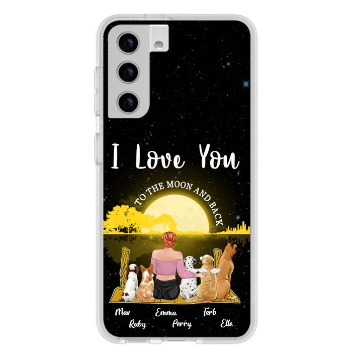 Custom Personalized Girl & Pet Moon Light iPhone & Samsung Case - Gift Idea For Pet Lover with up 5 Pets - I Love You To The Moon and Back