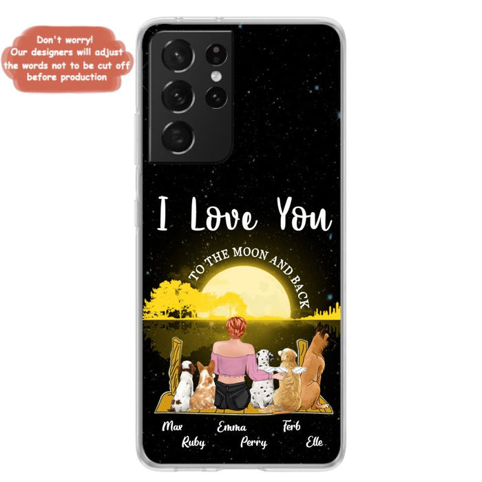 Custom Personalized Girl & Pet Moon Light iPhone & Samsung Case - Gift Idea For Pet Lover with up 5 Pets - I Love You To The Moon and Back