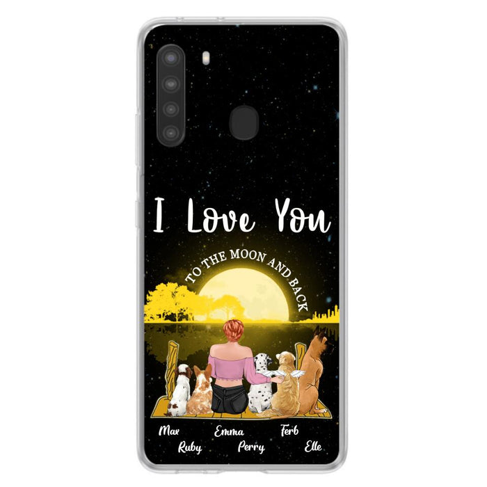 Custom Personalized Girl & Pet Moon Light iPhone & Samsung Case - Gift Idea For Pet Lover with up 5 Pets - I Love You To The Moon and Back