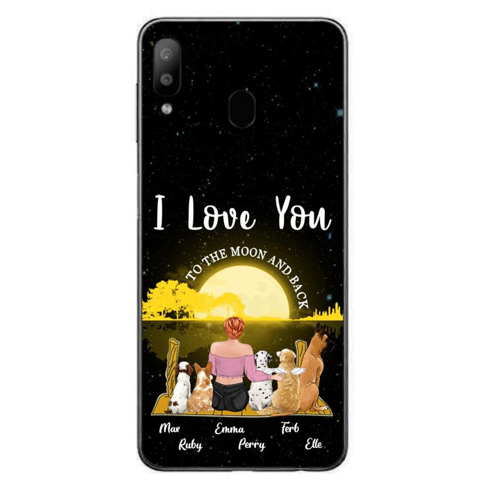 Custom Personalized Girl & Pet Moon Light iPhone & Samsung Case - Gift Idea For Pet Lover with up 5 Pets - I Love You To The Moon and Back