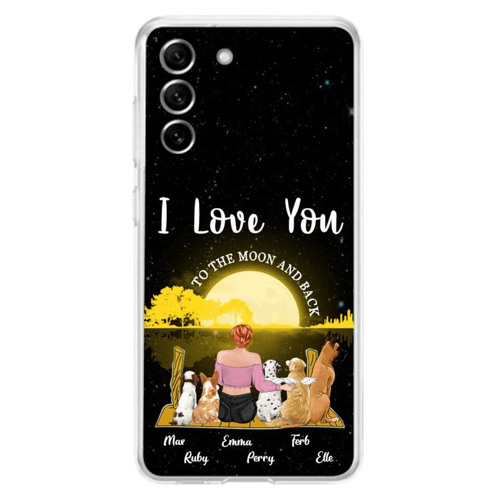 Custom Personalized Girl & Pet Moon Light iPhone & Samsung Case - Gift Idea For Pet Lover with up 5 Pets - I Love You To The Moon and Back