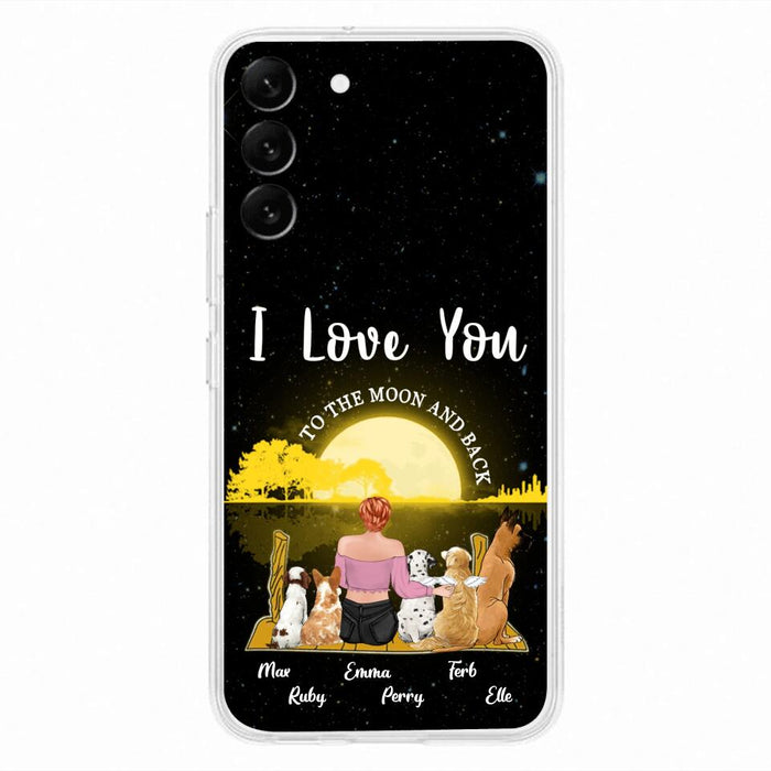 Custom Personalized Girl & Pet Moon Light iPhone & Samsung Case - Gift Idea For Pet Lover with up 5 Pets - I Love You To The Moon and Back