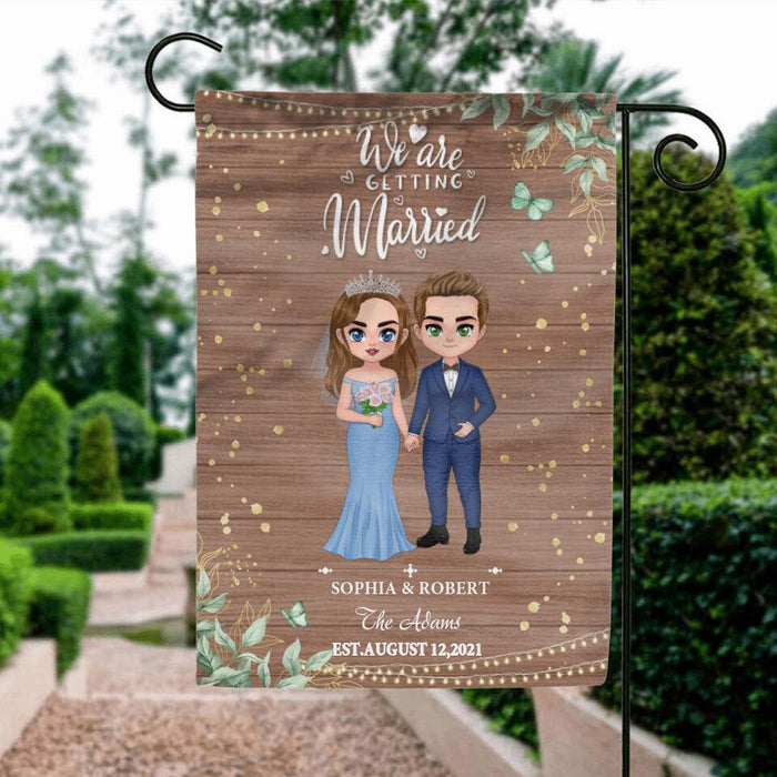 Custom Personalized Chibi Couple Wedding Flag Sign - Gift Idea For Wedding/ Anniversary Gift - We Are Getting Married