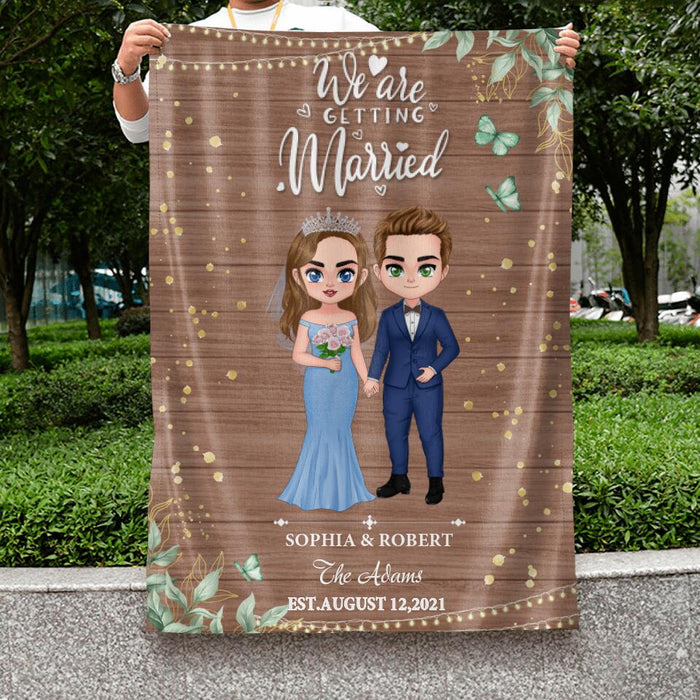 Custom Personalized Chibi Couple Wedding Flag Sign - Gift Idea For Wedding/ Anniversary Gift - We Are Getting Married