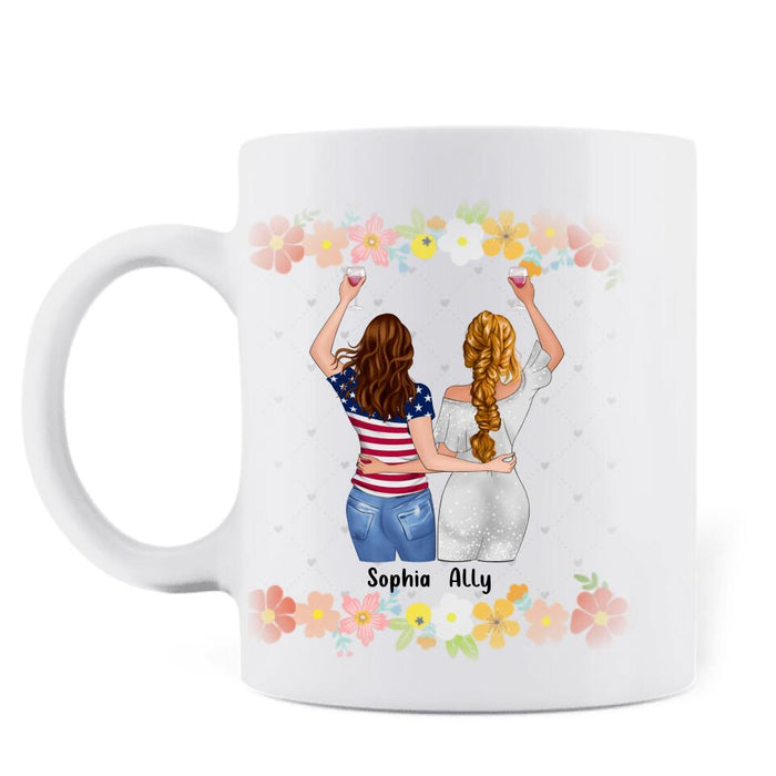 Custom Personalized Sisters Mug - Up to 4 Girls - Funny Sister Birthday Gifts From Sister - I'd Walk Through Fire For You Sister