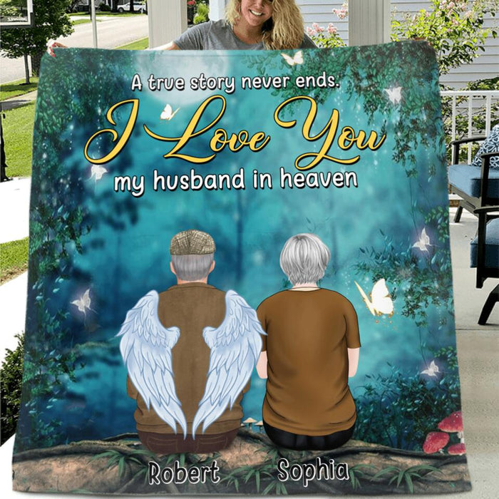 Custom Personalized Memorial Single Layer Fleece/ Quilt - Memorial Gift Idea for Loss of Husband - My Husband In Heaven