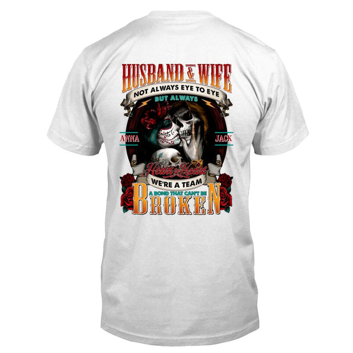 Skull Couple T-shirt- Gift Idea For Couple - Husband & Wife Not Always Eye To Eye But Always Heart To Heart