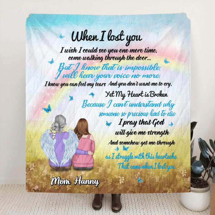 Custom Personalized Memorial Single Layer Fleece/ Quilt - Memorial Gift Idea - When I Lost You