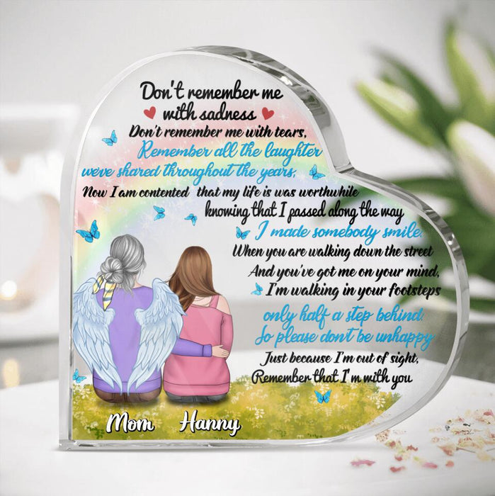 Custom Personalized Memorial Crystal Heart - Memorial Gift Idea - Don't Remember Me With Sadness