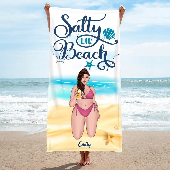 Custom Personalized Beach Girl Beach Towel - Gift Idea For Girls/Beach Lovers - Salty Lil' Beach