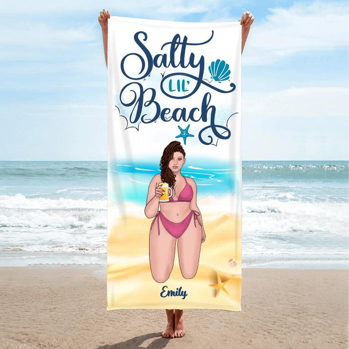 Custom Personalized Beach Girl Beach Towel - Gift Idea For Girls/Beach Lovers - Salty Lil' Beach