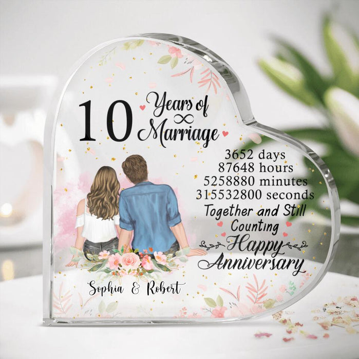 Custom Personalized Couple Anniversary Crystal Heart - Best Gift Idea For Couple/Anniversary - Together And Still Counting Happy Anniversary