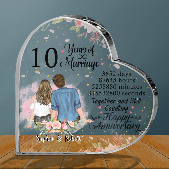 Custom Personalized Couple Anniversary Crystal Heart - Best Gift Idea For Couple/Anniversary - Together And Still Counting Happy Anniversary