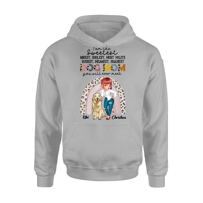 Custom Personalized Dog Mom Chibi T-Shirt/ Long Sleeve/ Sweatshirt/ Hoodie - Up to 4 Dogs - Gift For Dog Lover - I Am The Craziest Dog Mom