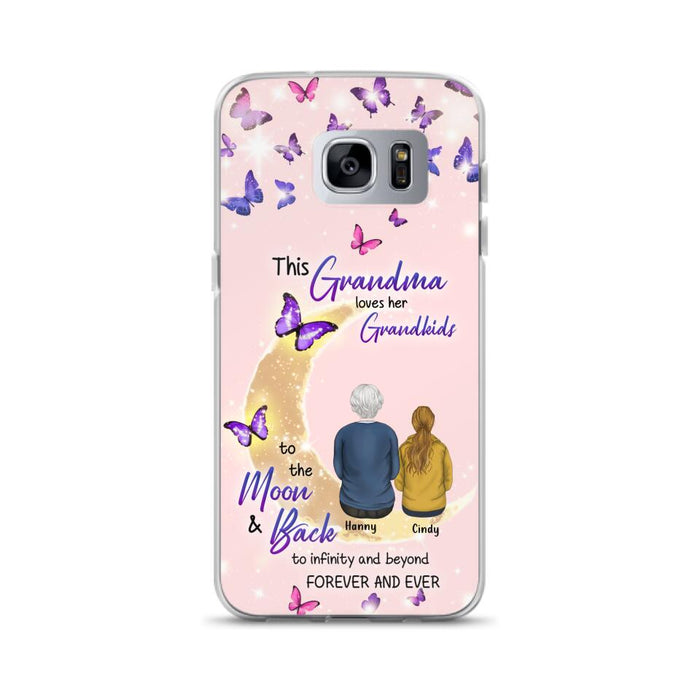 Custom Personalized Grandma Phone Case - Up to 4 Kids - This Grandma Loves Her Grandkids To The Moon And Back