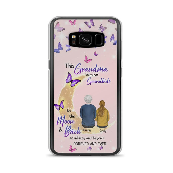 Custom Personalized Grandma Phone Case - Up to 4 Kids - This Grandma Loves Her Grandkids To The Moon And Back