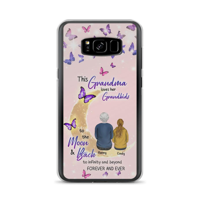 Custom Personalized Grandma Phone Case - Up to 4 Kids - This Grandma Loves Her Grandkids To The Moon And Back