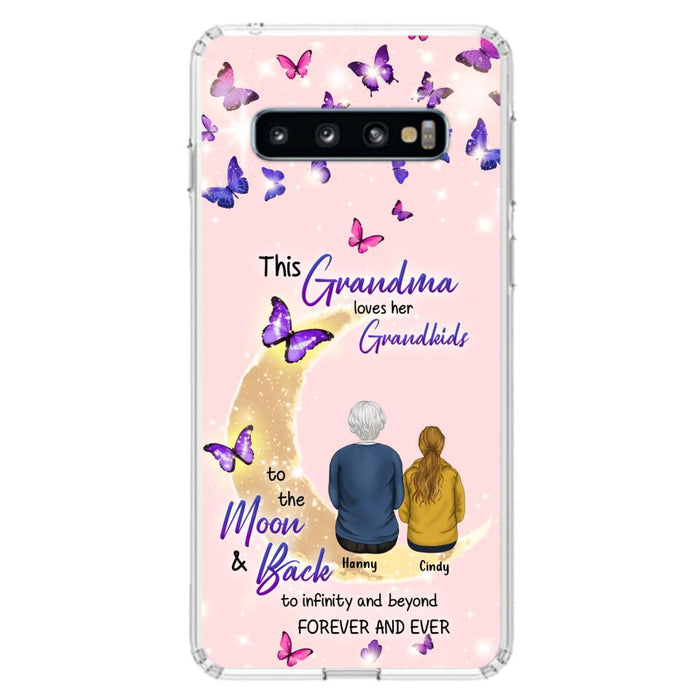 Custom Personalized Grandma Phone Case - Up to 4 Kids - This Grandma Loves Her Grandkids To The Moon And Back