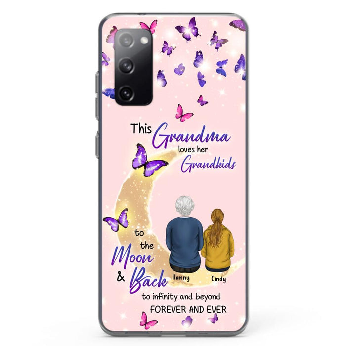 Custom Personalized Grandma Phone Case - Up to 4 Kids - This Grandma Loves Her Grandkids To The Moon And Back