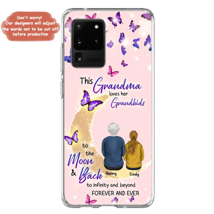 Custom Personalized Grandma Phone Case - Up to 4 Kids - This Grandma Loves Her Grandkids To The Moon And Back