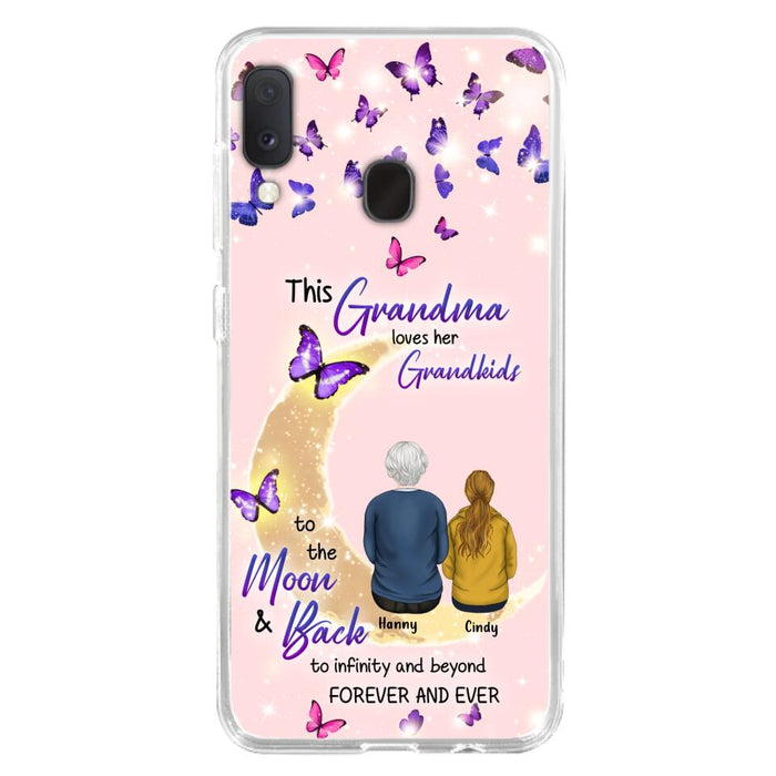 Custom Personalized Grandma Phone Case - Up to 4 Kids - This Grandma Loves Her Grandkids To The Moon And Back