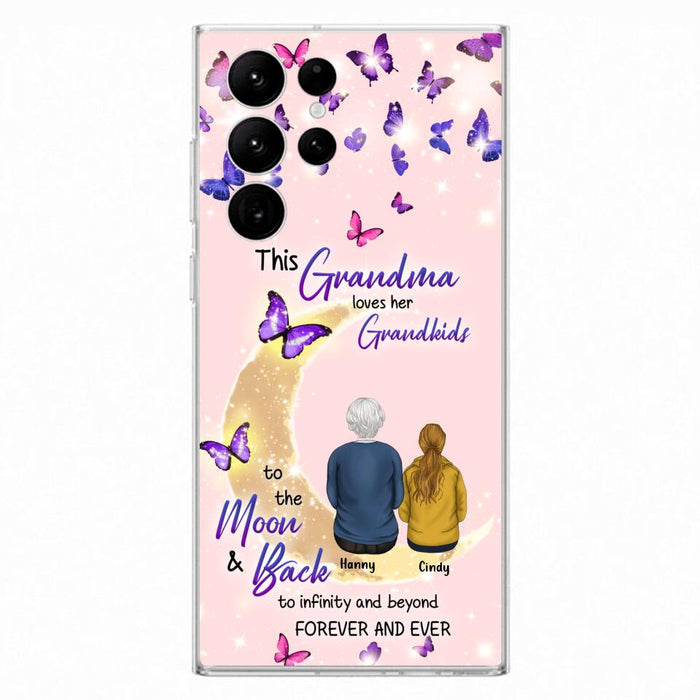 Custom Personalized Grandma Phone Case - Up to 4 Kids - This Grandma Loves Her Grandkids To The Moon And Back