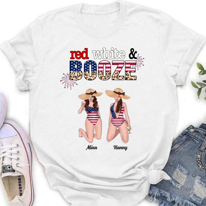 Custom Personalized Friends Shirt/ Hoodie - Upto 6 People - Gift Idea For Friends/ Independence Day - Red, White And Boozed