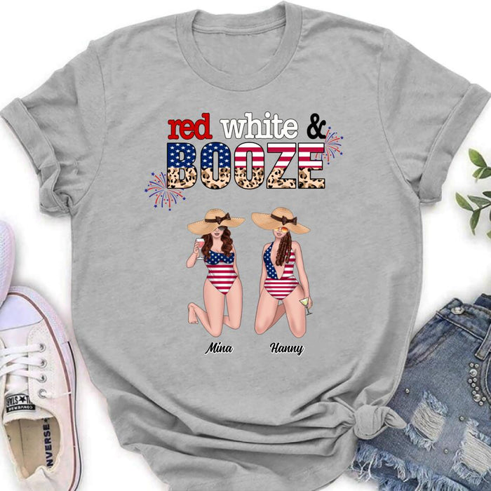 Custom Personalized Friends Shirt/ Hoodie - Upto 6 People - Gift Idea For Friends/ Independence Day - Red, White And Boozed