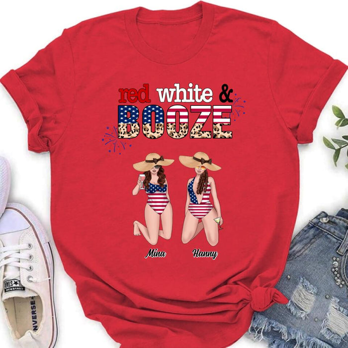 Custom Personalized Friends Shirt/ Hoodie - Upto 6 People - Gift Idea For Friends/ Independence Day - Red, White And Boozed