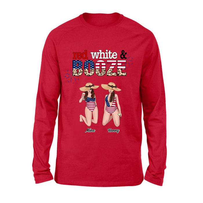 Custom Personalized Friends Shirt/ Hoodie - Upto 6 People - Gift Idea For Friends/ Independence Day - Red, White And Boozed