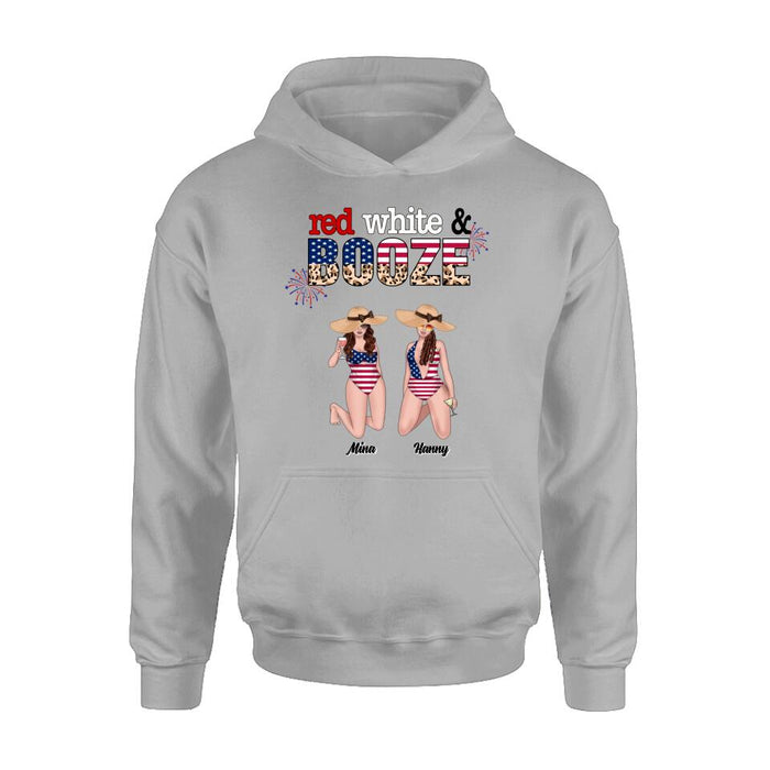 Custom Personalized Friends Shirt/ Hoodie - Upto 6 People - Gift Idea For Friends/ Independence Day - Red, White And Boozed