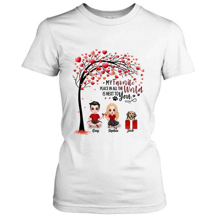 Custom Personalized Couple T-shirt - Up to 5 Dogs - Gifts for Couples - Happy Valentine's Day