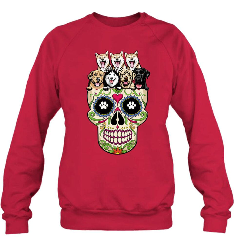 Personalized Sugar Skull Pets T-shirt/Hoodie/Sweatshirt/Sleeve - Gift for Dog/Cat Lovers - Up to 7 Pets