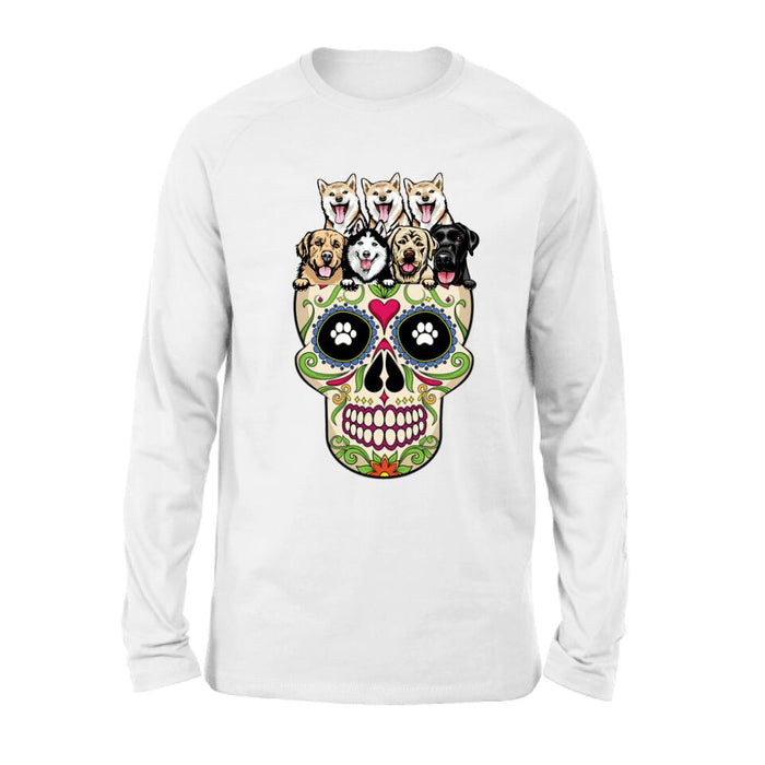 Custom Personalized Sugar Skull Pets T-shirt/Hoodie/Sweatshirt/Sleeve - Gift for Dog/Cat Lovers - Up to 7 Pets