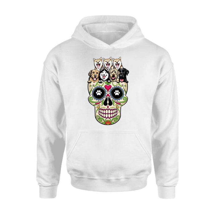 Custom Personalized Sugar Skull Pets T-shirt/Hoodie/Sweatshirt/Sleeve - Gift for Dog/Cat Lovers - Up to 7 Pets