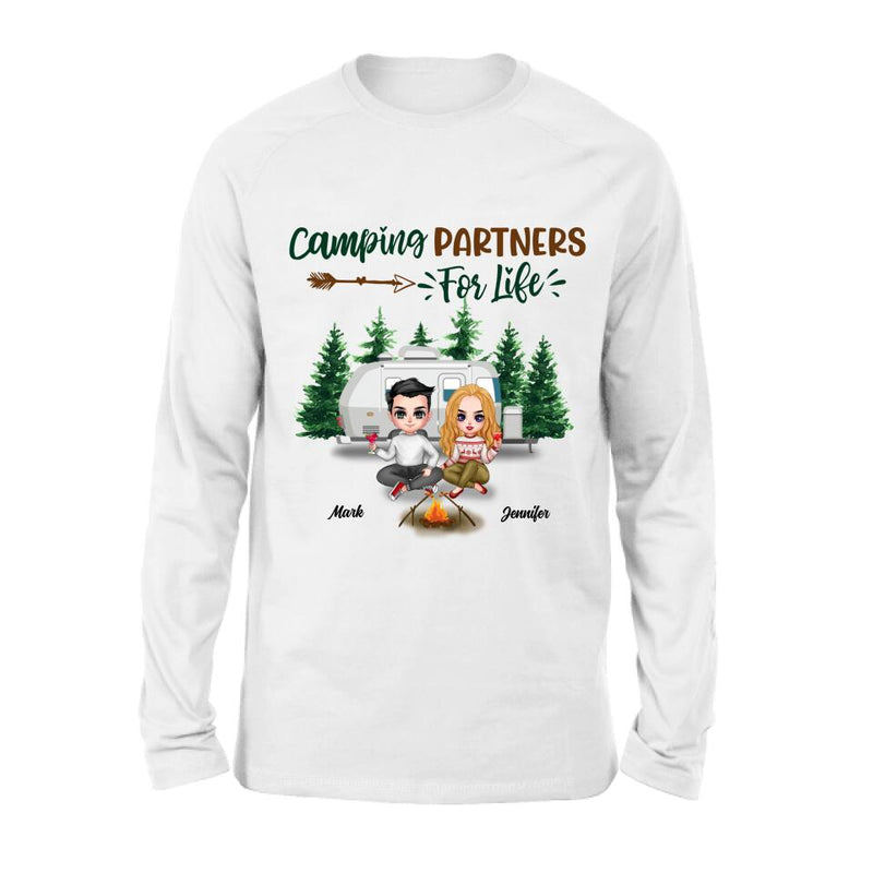 Personalized Camping Couple And Dog Shirt - Valentine's Day Gift Idea For Couple - Camping Partners For Life